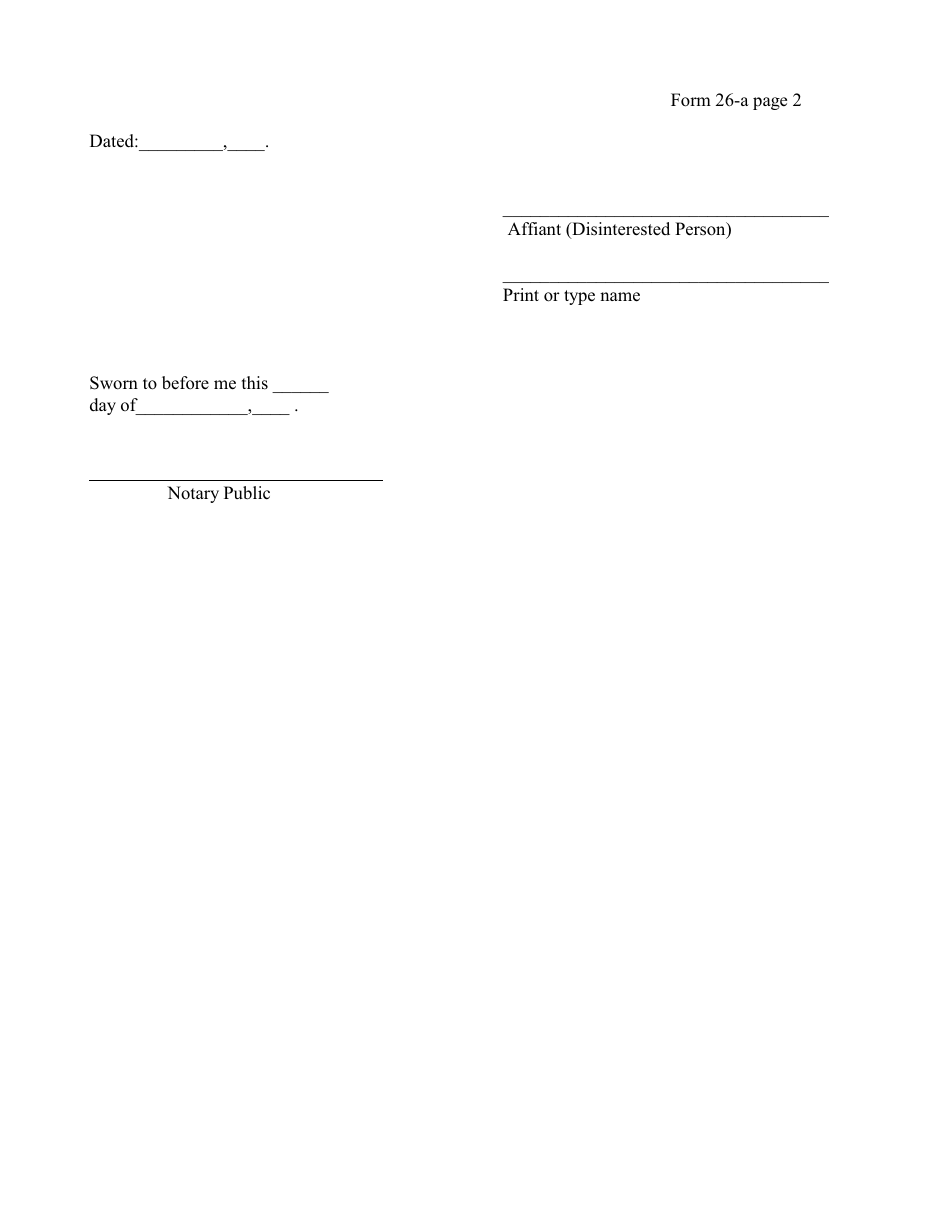 Form 26-a Affidavit and Report (Disinterested Person-Extension of Expired by Certification) - New York, Page 2