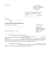 Document preview: Form 15-B Order for Certified Copy of Adoption Order (Before Sealing of Records) - New York