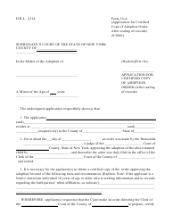 Form 16-A Application for Certified Copy of Adoption Order - New York