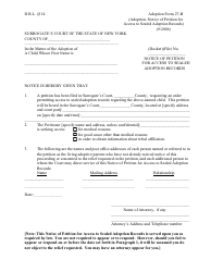 Document preview: Form 27-B Notice of Petition for Access to Sealed Adoption Records - New York