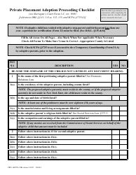Private Placement Adoption Proceeding Checklist Form - New York