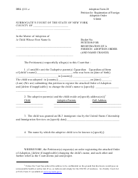 Form 28 Petition for Registration of a Foreign Adoption Order - New York