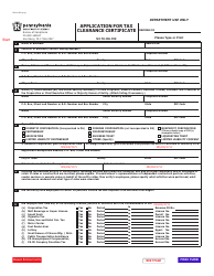 Document preview: Form REV-181 CM Application for Tax Clearance Certificate - Pennsylvania