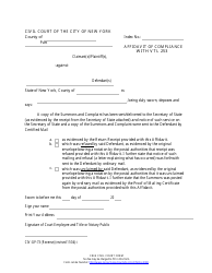 Document preview: Form CIV-GP-73-I Affidavit of Compliance With Vtl 253 - New York City