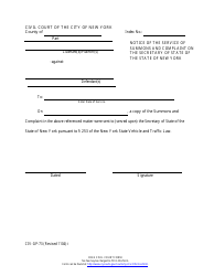 Document preview: Form CIV-GP-73-I Notice of the Service of Summons and Complaint on the Secretary of State of the State of New York - New York City