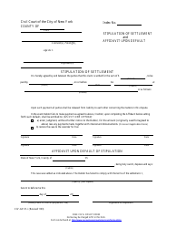 Form CIV-GP-31 Stipulation of Settlement and Affidavit Upon Default - New York City