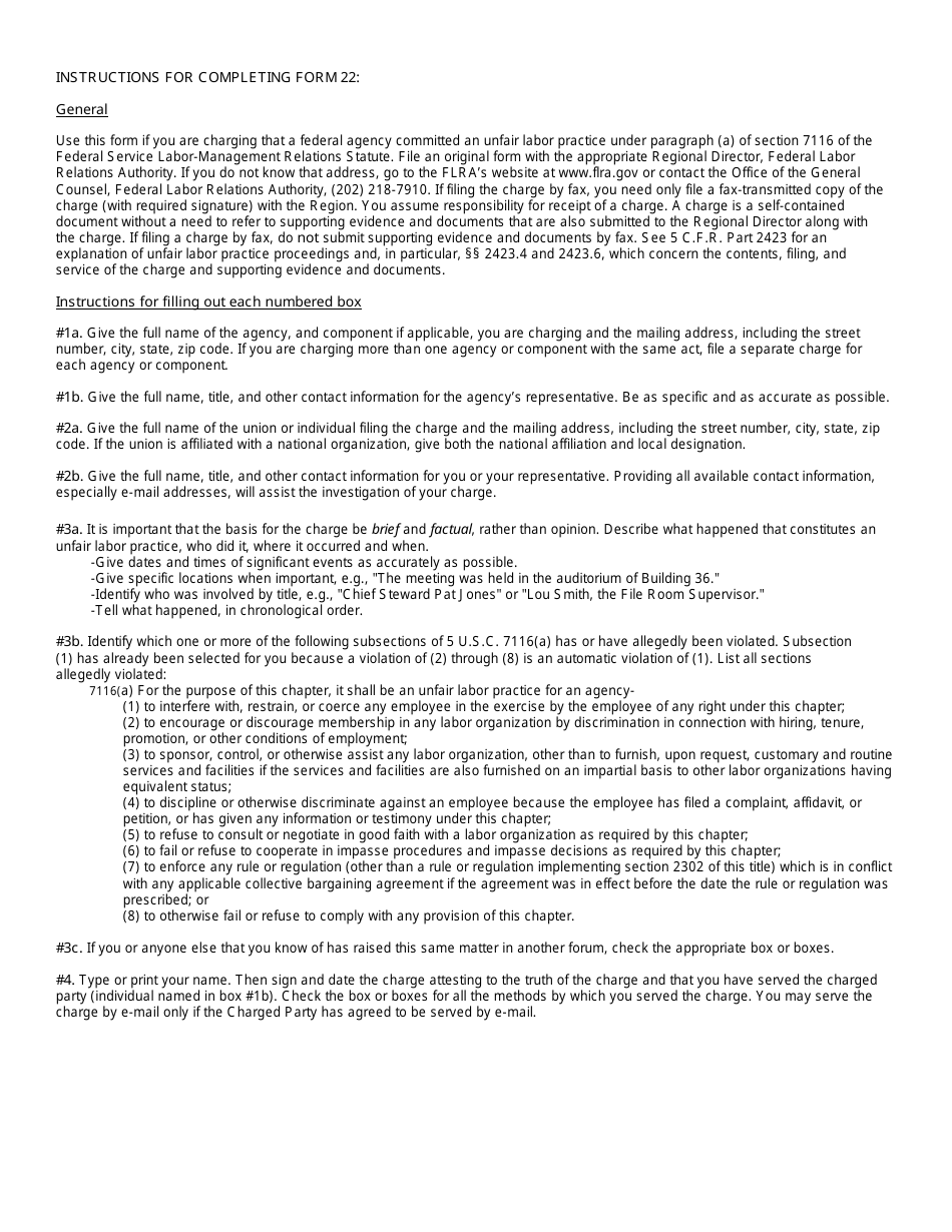 Flra Form 22 - Fill Out, Sign Online And Download Fillable Pdf 