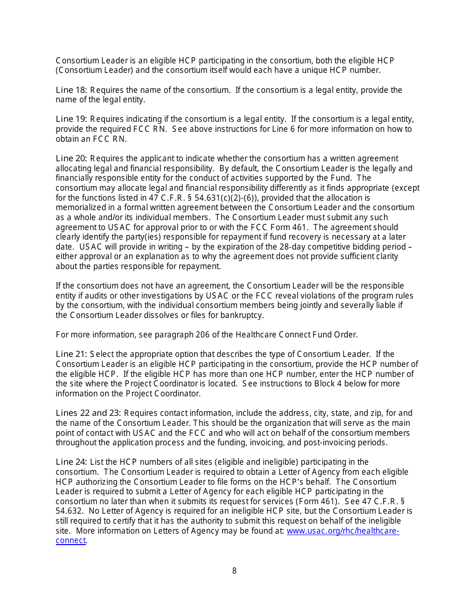 FCC Form 460 Rural Health Care (Rhc) Universal Service Eligibility and Registration Form, Page 11