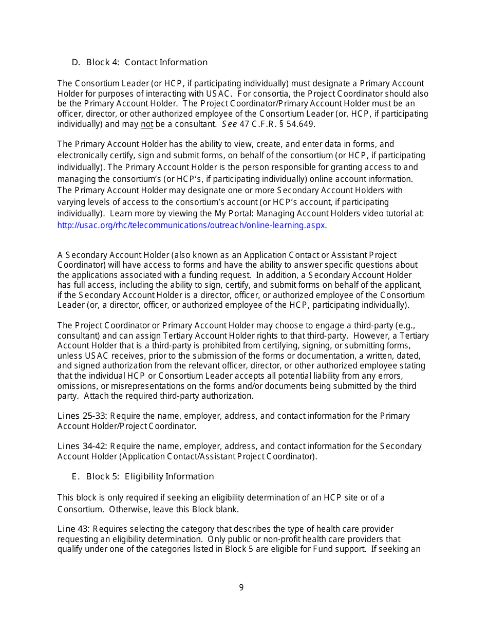 FCC Form 460 Rural Health Care (Rhc) Universal Service Eligibility and Registration Form, Page 12