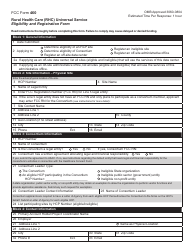 FCC Form 460 Rural Health Care (Rhc) Universal Service Eligibility and Registration Form