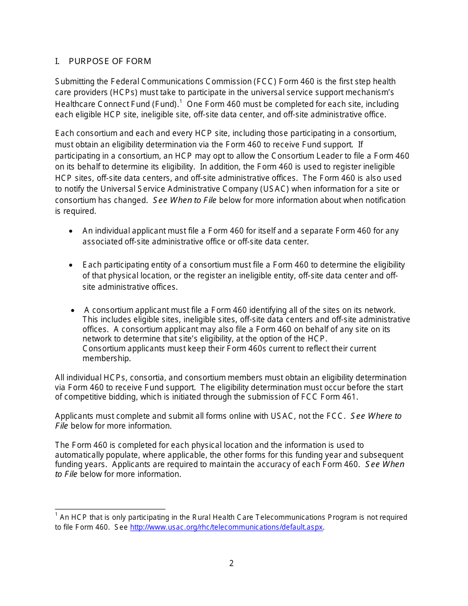 FCC Form 460 Rural Health Care (Rhc) Universal Service Eligibility and Registration Form, Page 5