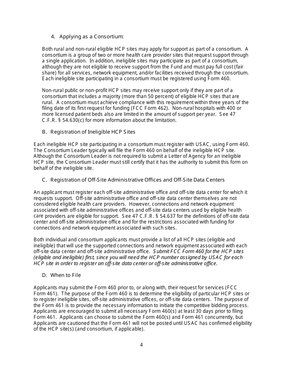 FCC Form 460 Rural Health Care (Rhc) Universal Service Eligibility and Registration Form, Page 7