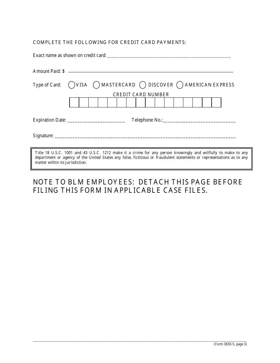 BLM Form 3830-5 Maintenance Fee Payment Form for Lode Claims, Mill Sites, and Tunnel Sites, Page 3