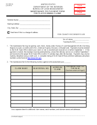 BLM Form 3830-5a Maintenance Fee Payment Form for Placer Mining Claims