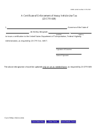 Form FHWA-1563 A Certificate of Enforcement of Heavy Vehicle Use Tax