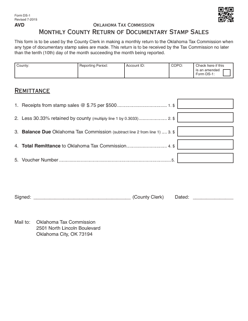OTC Form DS-1  Printable Pdf