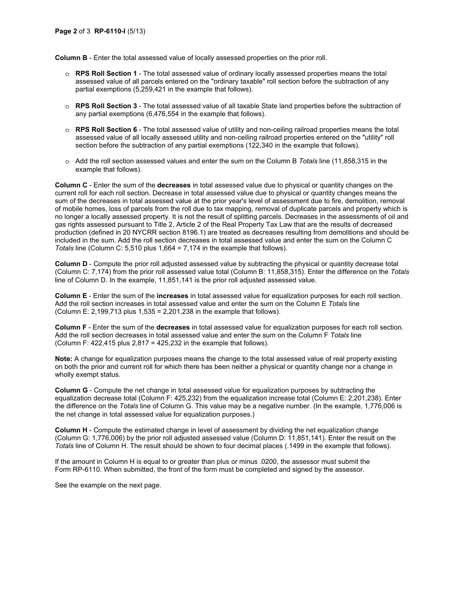 Download Instructions for Form RP6110I, RP6110 Notice of Anticipated Material Change in Level