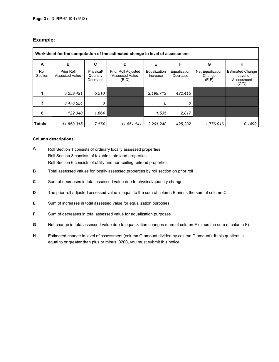 Download Instructions for Form RP6110I, RP6110 Notice of Anticipated