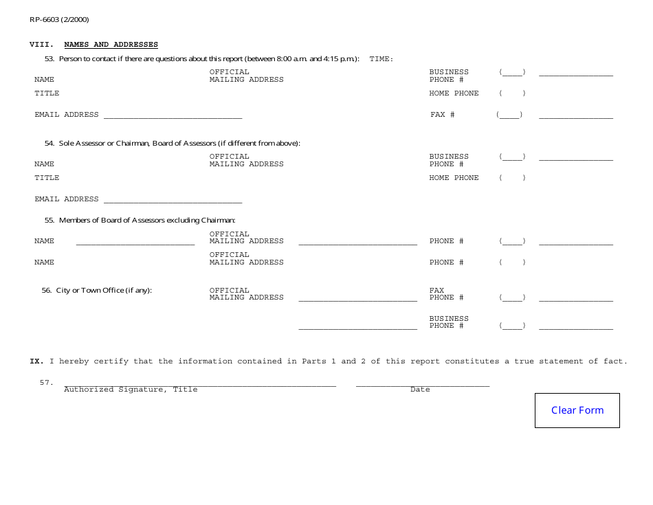 Form RP-6603 Part 1 of Assessors Report - Report of Total Assessed Value of Locally Assessed Properties and Taxable State Land - New York, Page 4