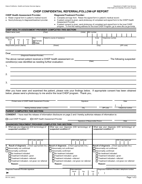 Form PM161  Printable Pdf