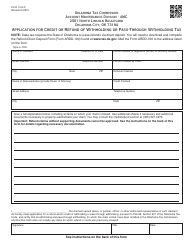 OTC Form 13-9-C Application for Credit or Refund of Withholding or Pass-Through Withholding Tax - Oklahoma