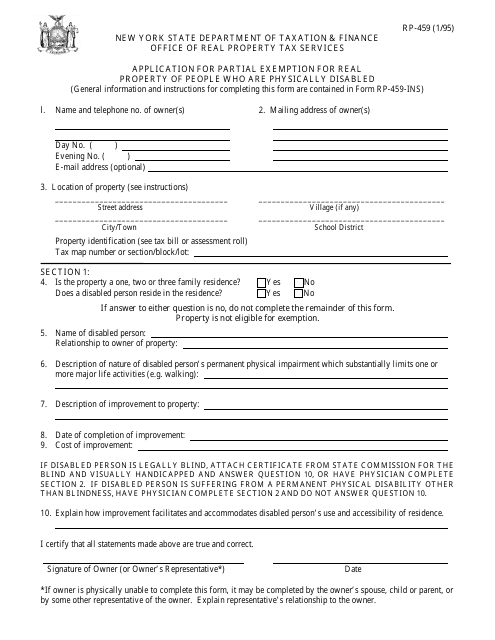 Form RP-459  Printable Pdf