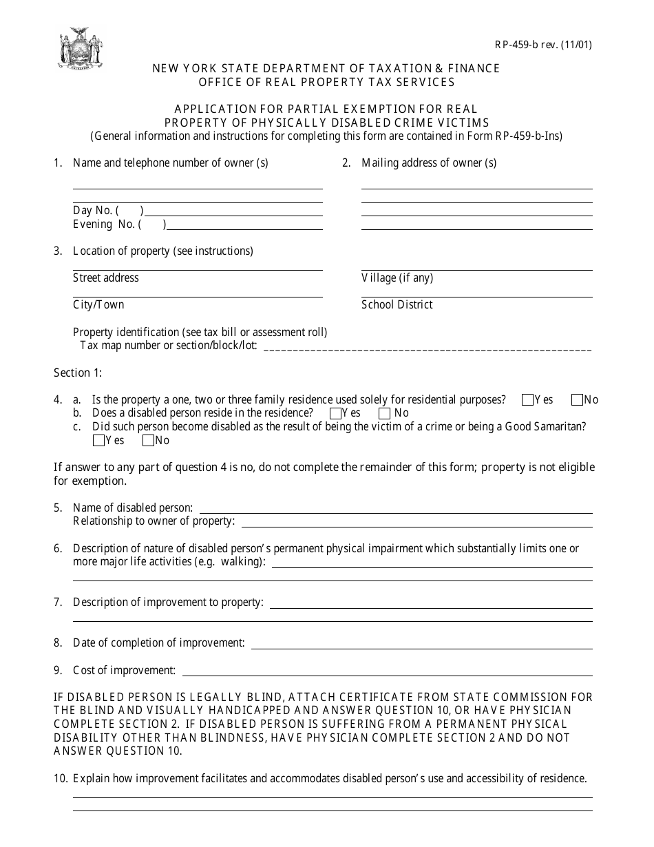 Form RP-459-B - Fill Out, Sign Online and Download Fillable PDF, New ...