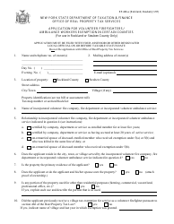 Form RP-466-A [ROCKLAND, STEUBEN] Application for Volunteer Firefighters / Ambulance Workers Exemption in Certain Counties (For Use in Rockland or Steuben County Only) - New York