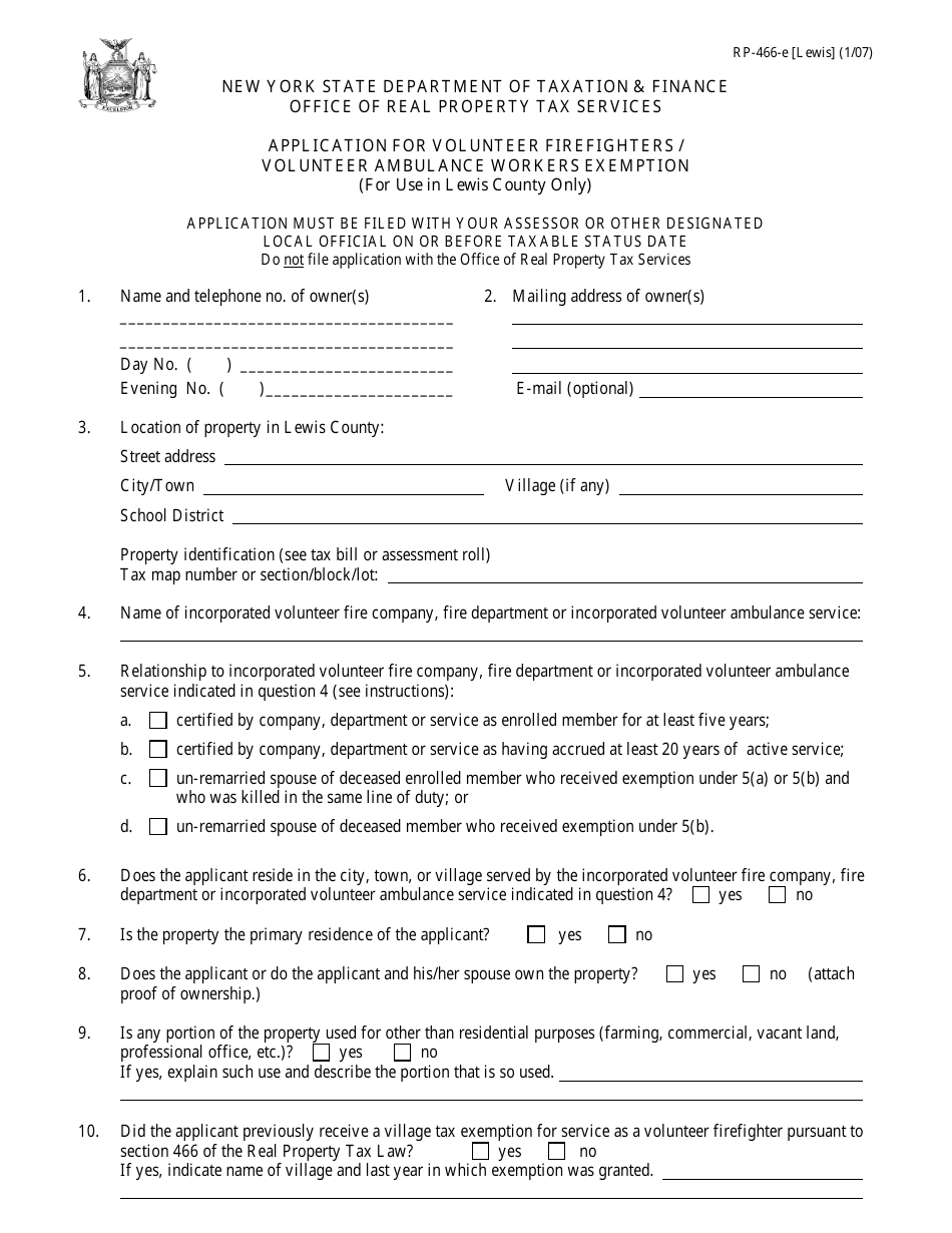 Form RP-466-E [LEWIS] - Fill Out, Sign Online and Download Fillable PDF ...