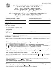 Document preview: Form RP-466-F [ORANGE] Application for Volunteer Firefighters / Volunteer Ambulance Workers Exemption (For Use in Orange County Only) - New York
