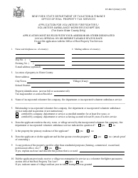 Form RP-466-H [ULSTER] Application for Volunteer Firefighters / Volunteer Ambulance Workers Exemption (For Use in Ulster County Only) - New York