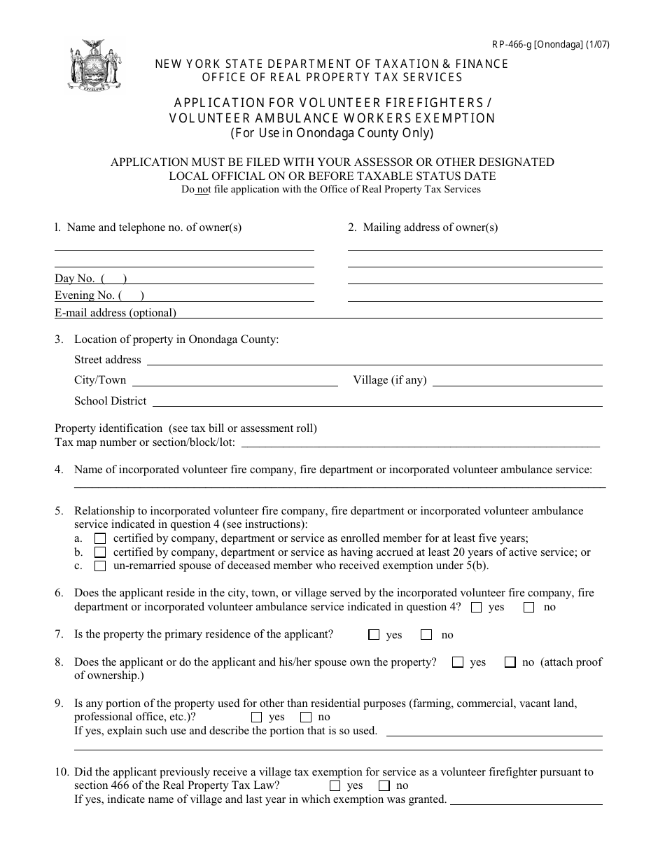 Form RP-466-G [ONONDAGA] - Fill Out, Sign Online and Download Fillable ...