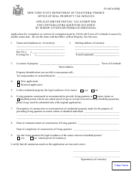 Document preview: Form RP-467-d Application for Partial Tax Exemption for Certain Living Quarters Occupied by Senior Citizen or Disabled Individual - New York