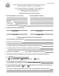 Form RP-477-a Application for Real Property Tax Exemption for Air Pollution Control Facilities - New York