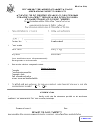 Form RP-483-a Application for Tax Exemption of Farm Silos, Farm Feed Grain Storage Bins Commodity Sheds, Bulk Milk Tanks and Coolers, and Manure Storage and Handling Facilities - New York