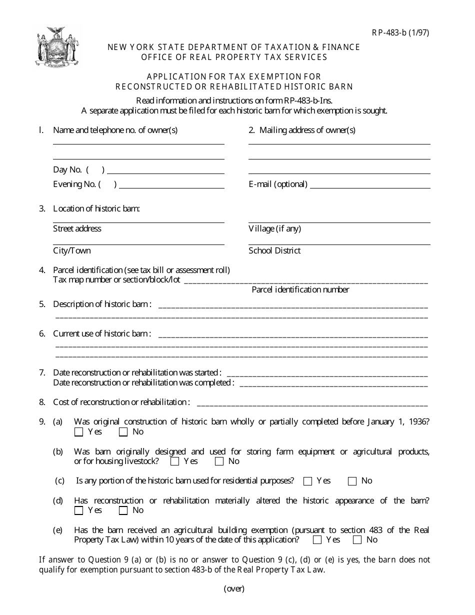 Form RP-483-b - Fill Out, Sign Online And Download Fillable PDF, New ...