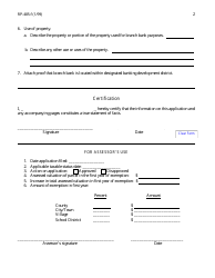 Form RP-485-f Application for Real Property Tax Exemption for Branch Bank in Banking Development District - New York, Page 2