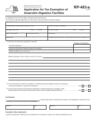 Form RP-483-E Application for Tax Exemption of Anaerobic Digestion Facilities - New York