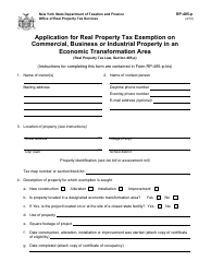 Form RP-485-P Application for Real Property Tax Exemption on Commercial, Business or Industrial Property in an Economic Transformation Area - New York