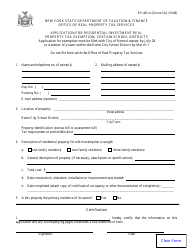 Form RP-485-M [ROME SD] Application for Residential Investment Real Property Tax Exemption; Certain School Districts - New York