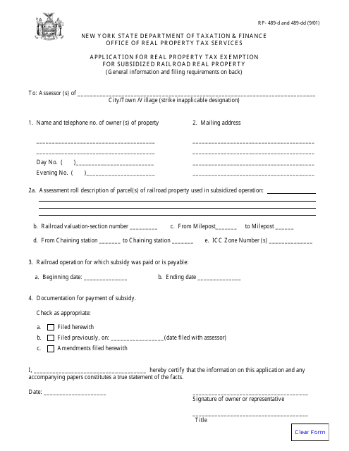 Form RP-489-D AND 489-DD  Printable Pdf