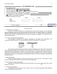 Form RP-491 [ELMA] Application for Conservation Easement Agreement Exemption. Certain Towns - New York, Page 2