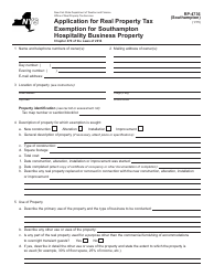 Document preview: Form RP-4736 (SOUTHAMPTON) Application for Real Property Tax Exemption for Southampton Hospitality Business Property - New York