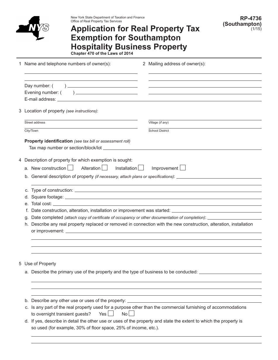 Form RP4736 (SOUTHAMPTON) Fill Out, Sign Online and Download