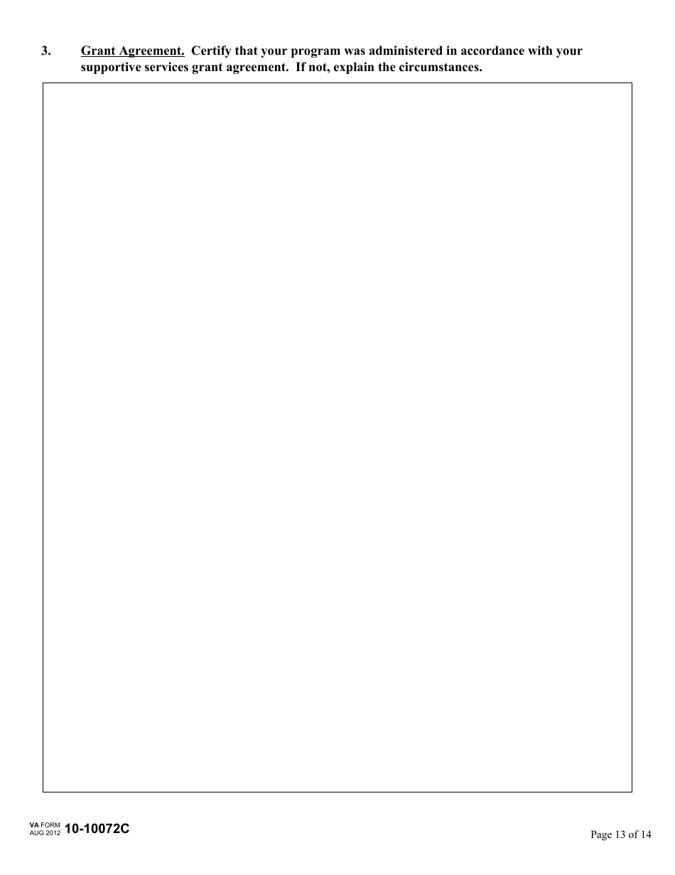 VA Form 10-10072C Renewal Application for Supportive Services Grant - Supportive Services for Veteran Families (SSVF) Program, Page 13