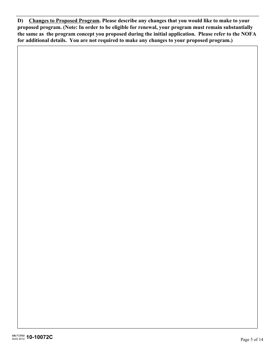VA Form 10-10072C Renewal Application for Supportive Services Grant - Supportive Services for Veteran Families (SSVF) Program, Page 5