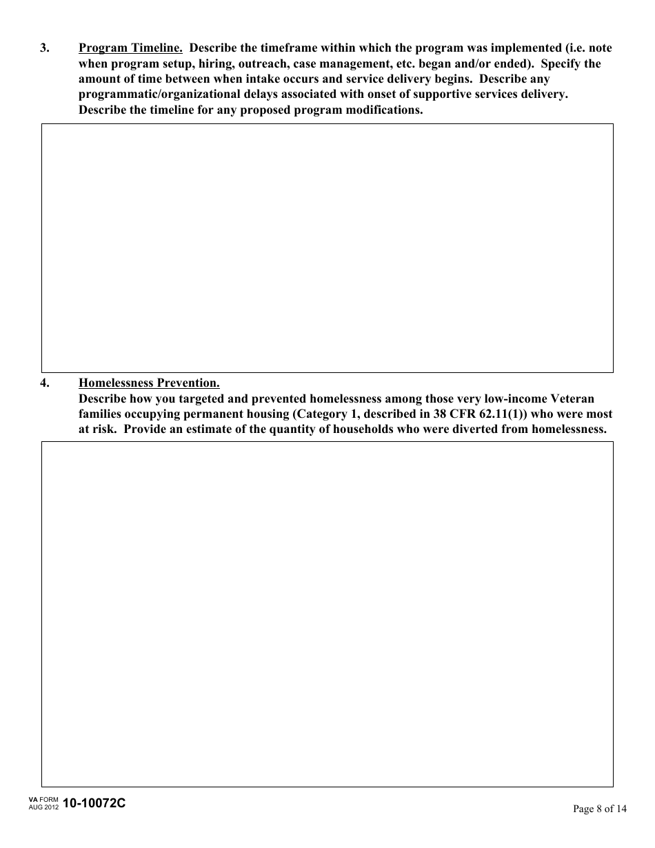 VA Form 10-10072C Renewal Application for Supportive Services Grant - Supportive Services for Veteran Families (SSVF) Program, Page 8