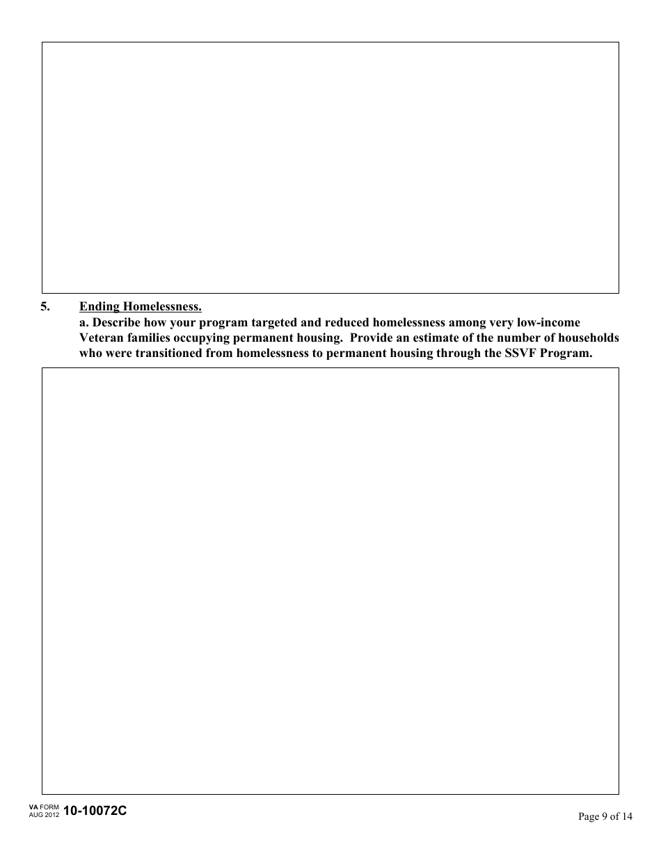 VA Form 10-10072C Renewal Application for Supportive Services Grant - Supportive Services for Veteran Families (SSVF) Program, Page 9