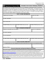 Document preview: VA Form 10-10118 Designee for Patient Personal Property