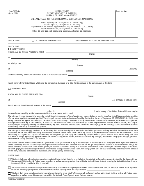 BLM Form 3000-4a  Printable Pdf